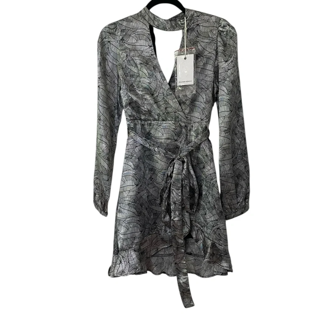 NWT SILVIAN HEACH Elegant Silver Wrap Dress Italy 38 - Picture 1 of 14